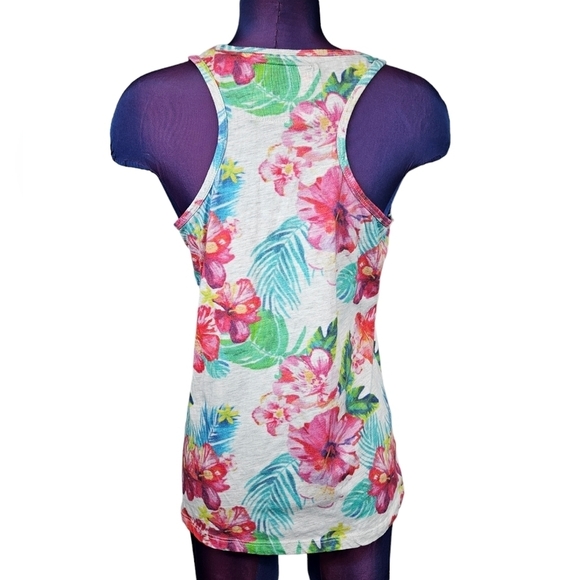 Sold Superdry Vintage Logo Hibiscus All Over Print Racerback Tank Top Size 8 - Picture 7 of 12